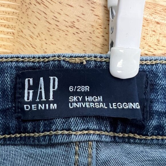 Gap Womens Sky High Universal Distressed Zip Up Denim Legging Stretch Size 6/28R - Picture 7 of 8